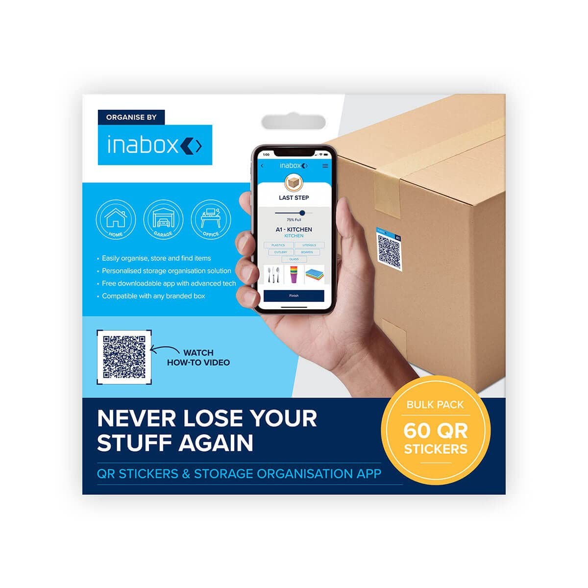 Inabox Smart 60 QR Code Labels/Stickers for Storage Boxes, Moving Containers & O