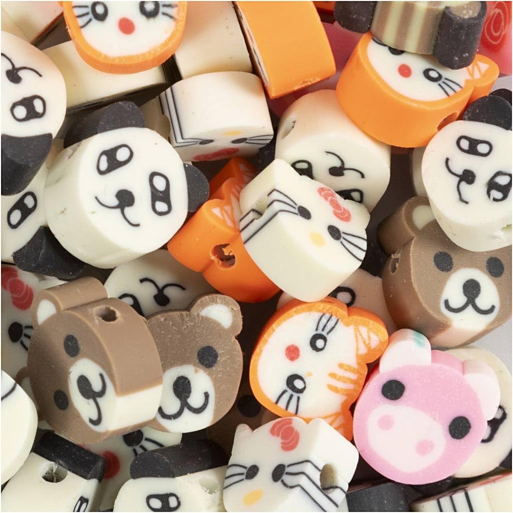 Clay Beads, D: 10 mm, animals, 200asstd