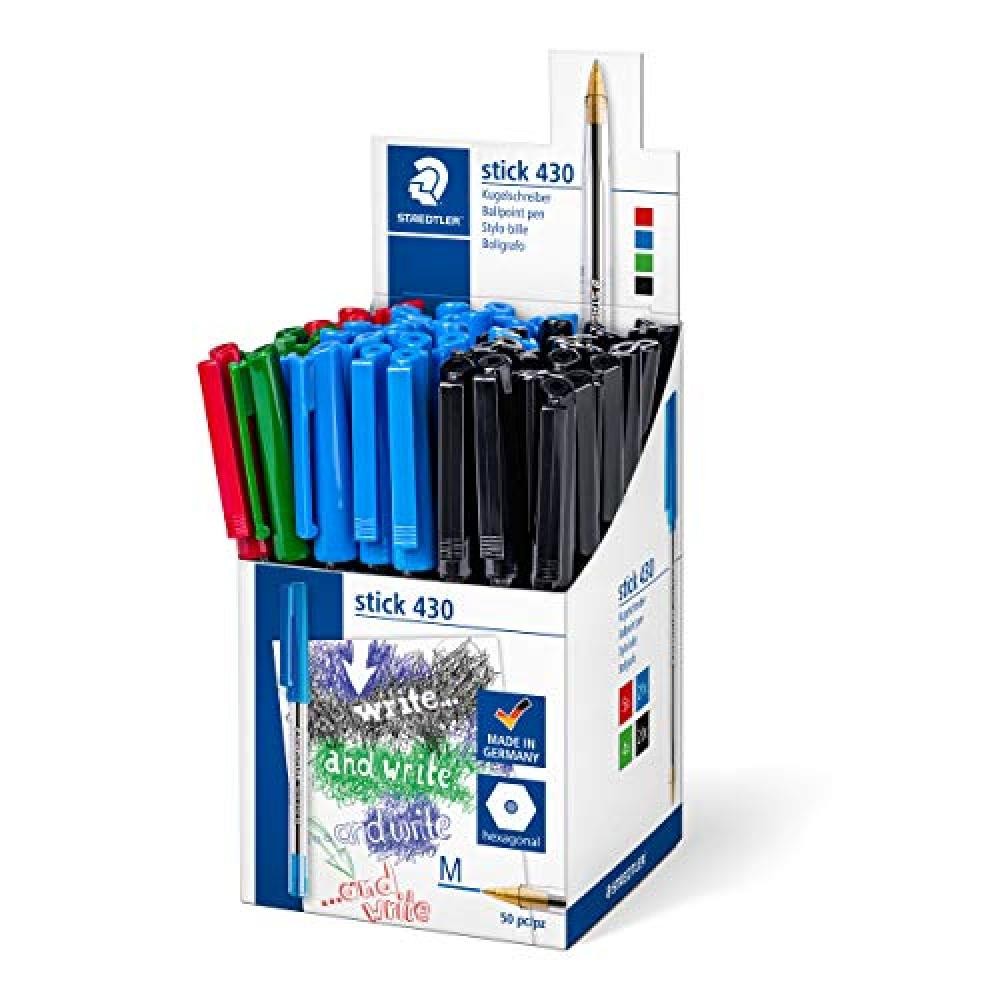 (TG. Box di 50) Staedtler Stick 430 M-2 - Penna a sfera, tratto: M Box di 50 Col