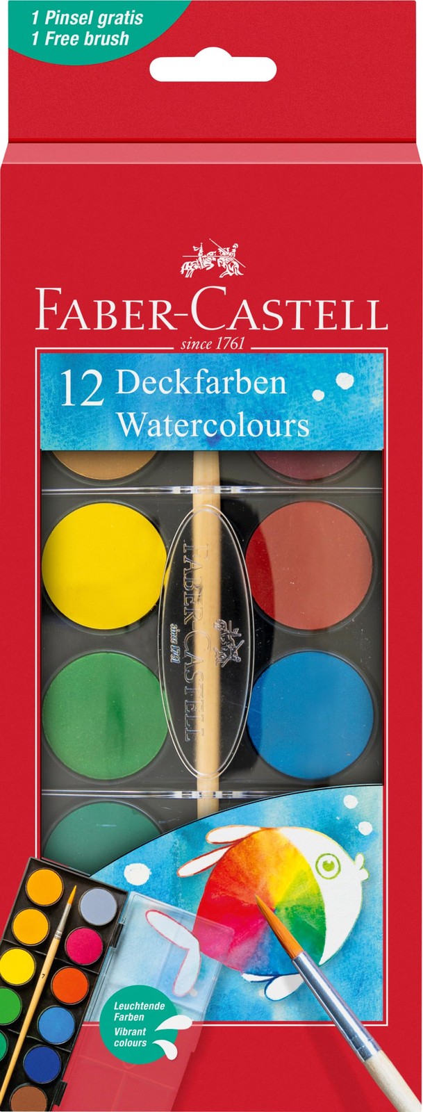 Faber-Castell Watercolour Paint Box - 12 colours, Large Version