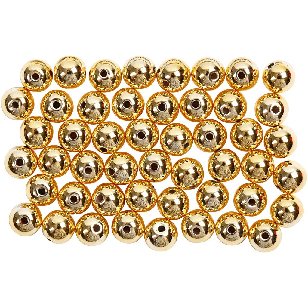 Wax Beads, D: 5 mm, gold, 100pcs