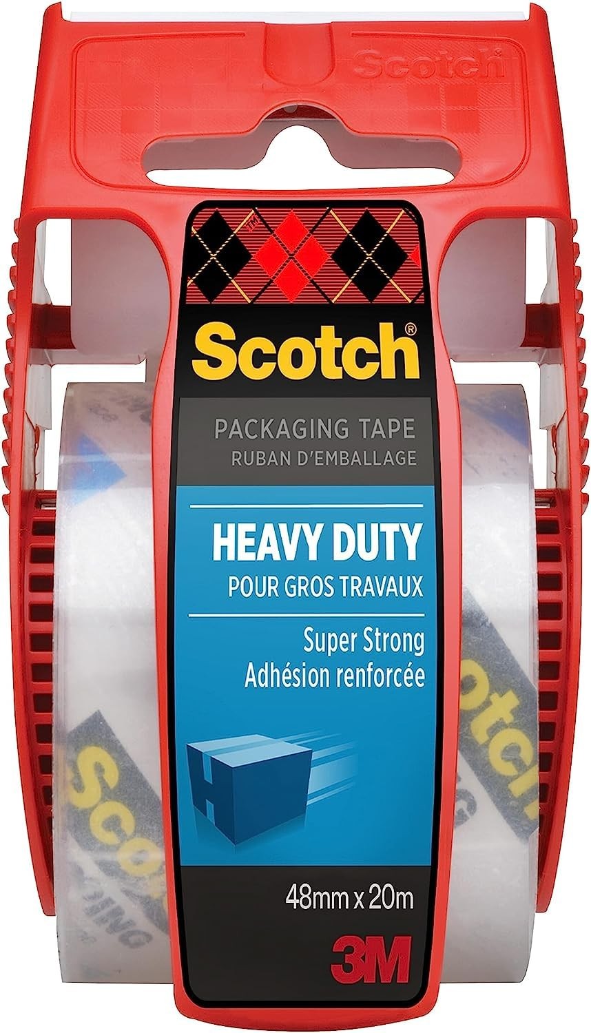 Scotch Packaging Tape Extra Resistant in Hand Dispenser Transparent, 1 Roll, 48