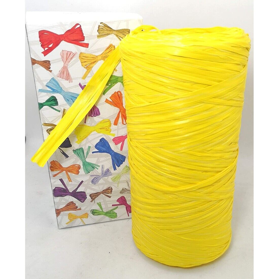 Rotolo nastro raphia syntetic rafia 8 mm rotolo da 200 mt waterproof | giallo  I