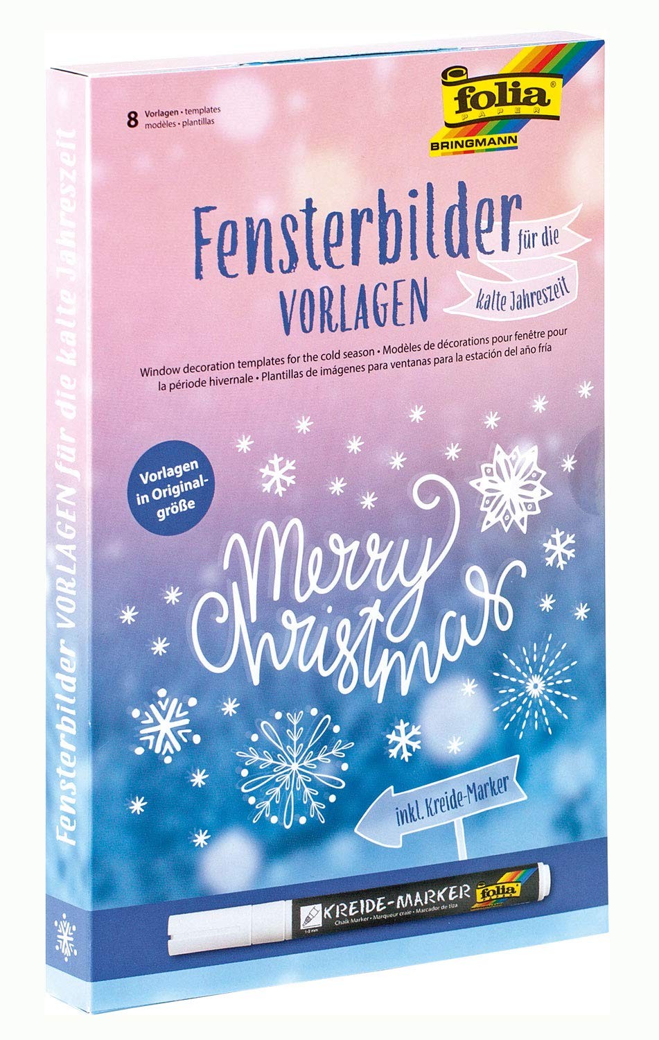 Folia 39129 Window Decoration Templates for the Cold Season Includes 8 Colouring