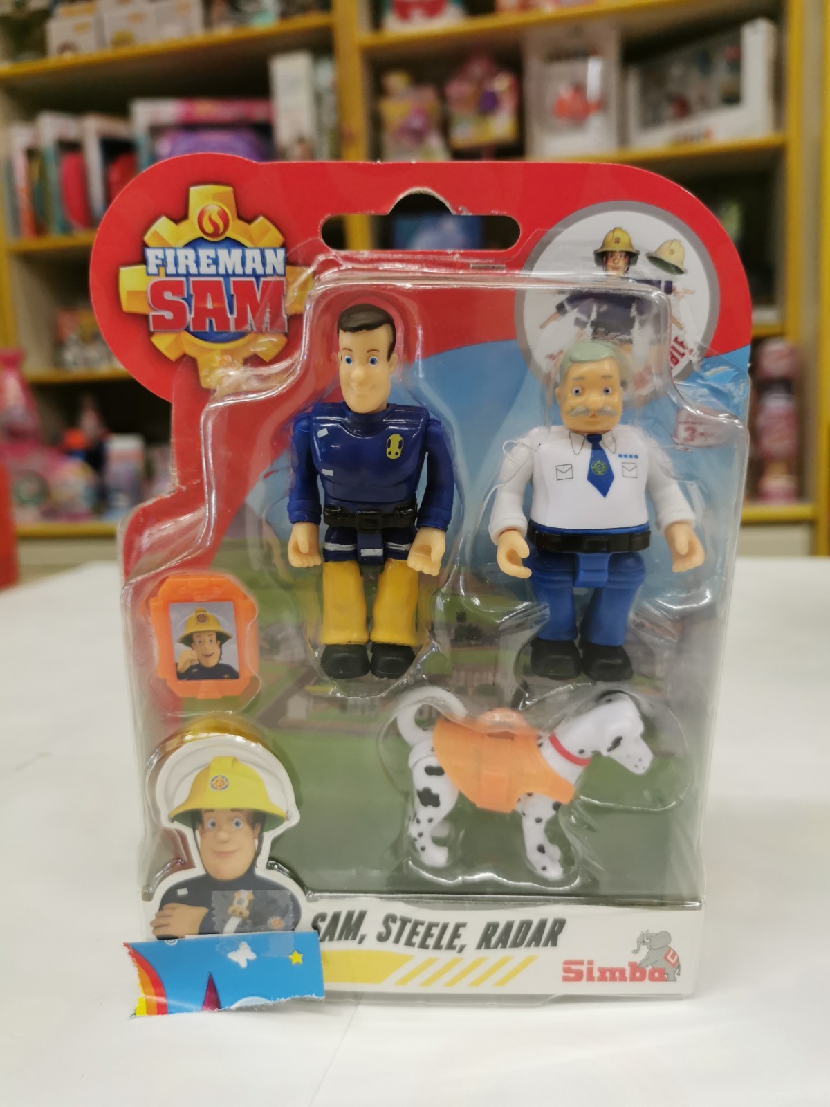 SAM IL POMPIERE Confezione doppia con animali, Action Figure Sam, Steele e Radar