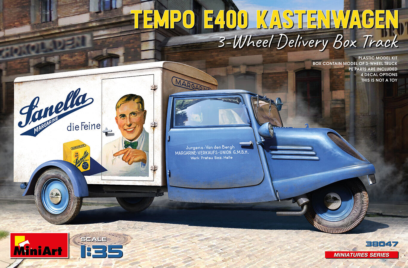 MINI ART 38047 Tempo E400 Kastenwagen 3-Wheel Delivery Box Track