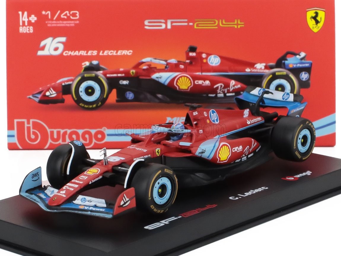 1/43 BURAGO - FERRARI - F1  SF-24 TEAM SCUDERIA FERRARI N 16 18-36843-LEC-MIAMI