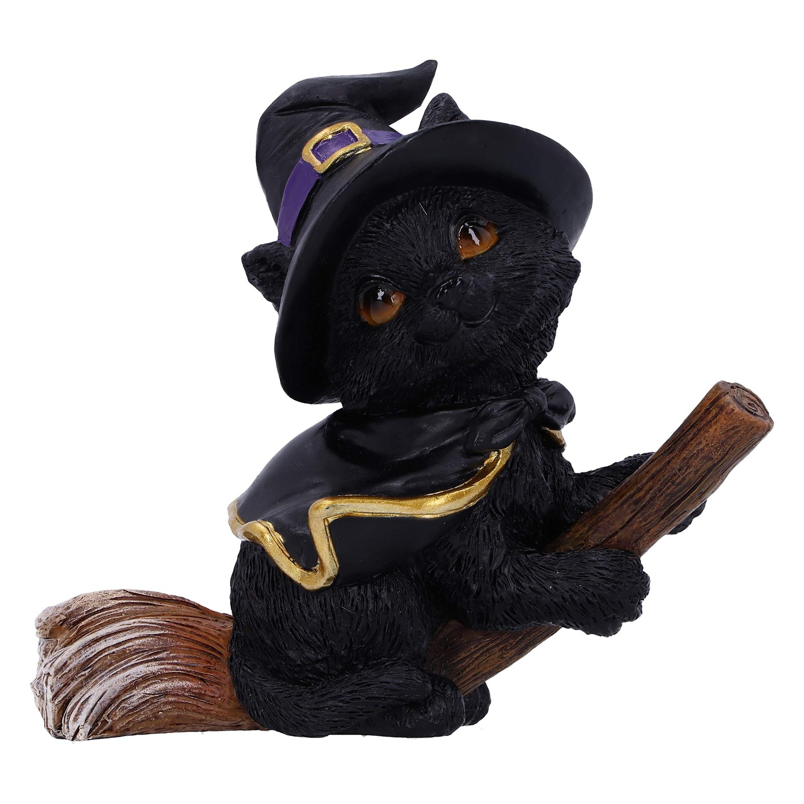 Nemesis Now Tabitha Small Witches Familiar Black Cat and Broomstick Figurine, 11