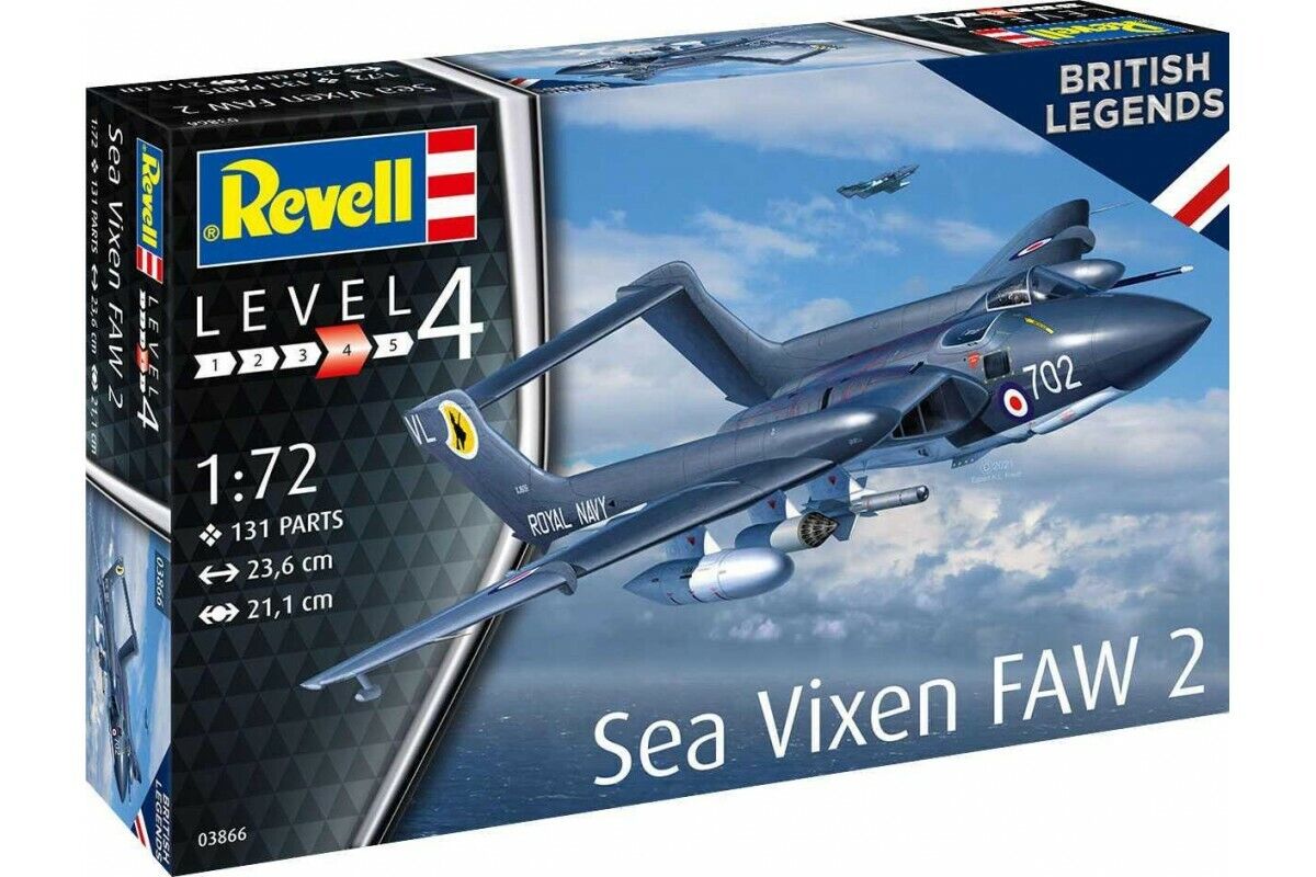 REVELL 1:72 KIT AEREO SEA VIXEN FAW 2  LUNGHEZZA 23,6 cm  131 PARTI    ART 03866