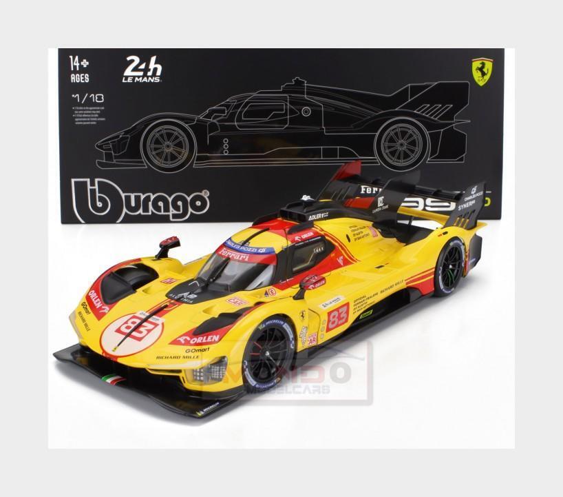 1:18 BURAGO Ferrari 499P # 83 Le Mans 2024 Kubica Shwartzman Ye BU16313-83-VET