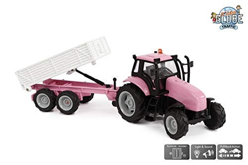 KIDS GLOBE - Trattore rosa con rimorchio - 1/32 - KID510241