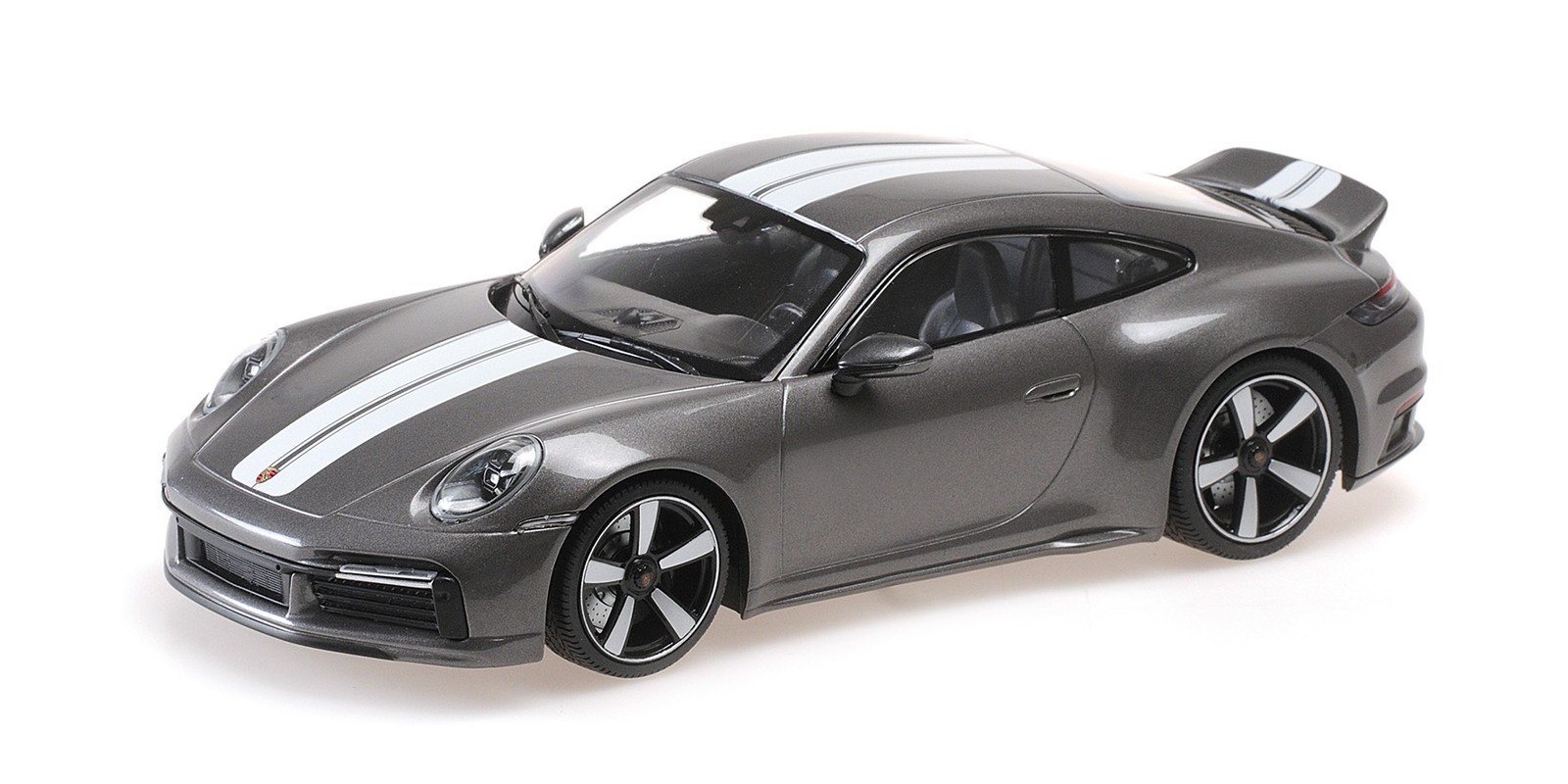Minichamps 1:18 PORSCHE 911 (992) SPORT CLASSIC GREY MET 2022 W/STRIPE-155062002