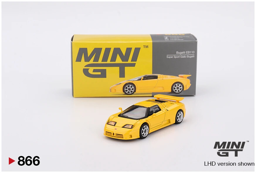 Mini GT MGT00866LHD Bugatti EB110 Super Sport Giallo Bugatti Die Cast 1/64