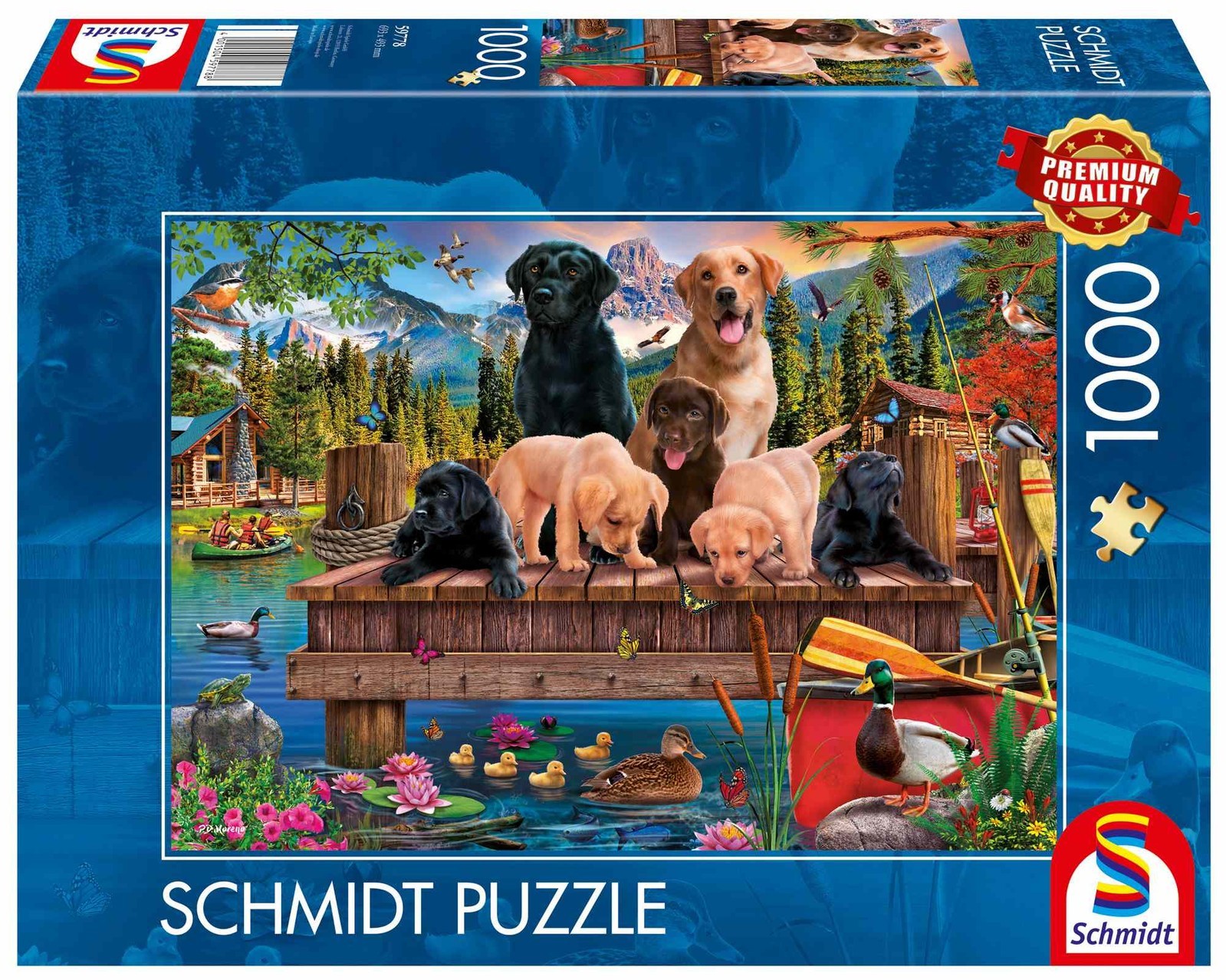 Puzzle PQ 1000 famiglia di cani sul lago 112971
