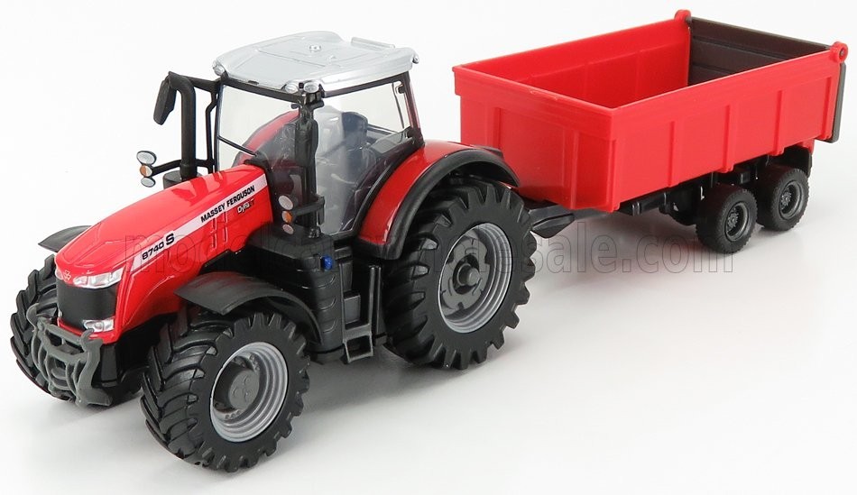 MASSEY FERGUSON - 8740S TRACTOR WITH TIPPING TRAILER - RED - 1/50