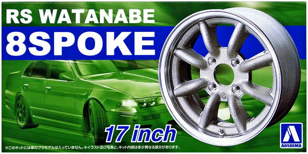 Aoshima Wheels RS Watanabe 8 Spoke RG 17 Inch Set Gomme e Cerchi Kit Montaggi...