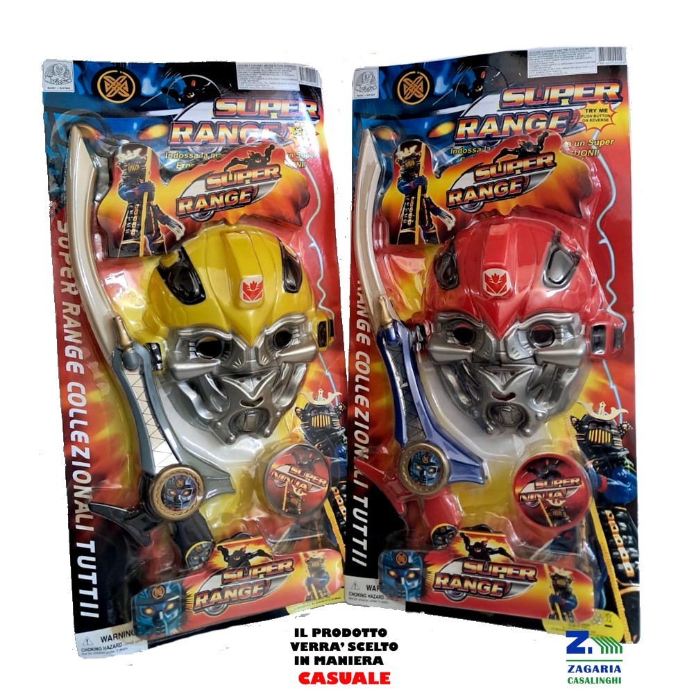 SUPER RANGE SUPER EROE GIOCO X BAMBINI MASCHERA + SPADA CON LUCI E SUONI