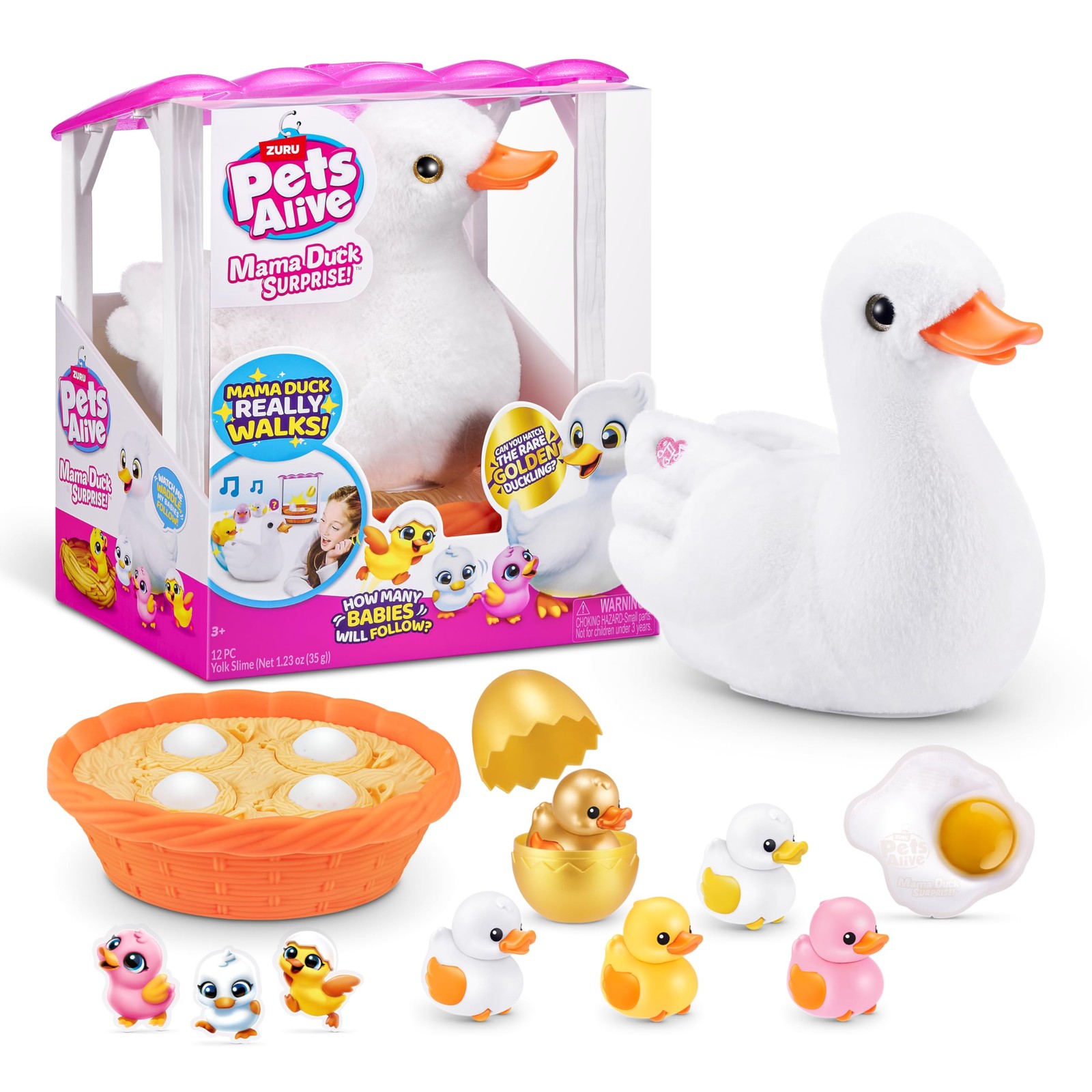 Pets Alive Mama Duck Surprise di ZURU Tenero peluche a sorpresa interattivo per
