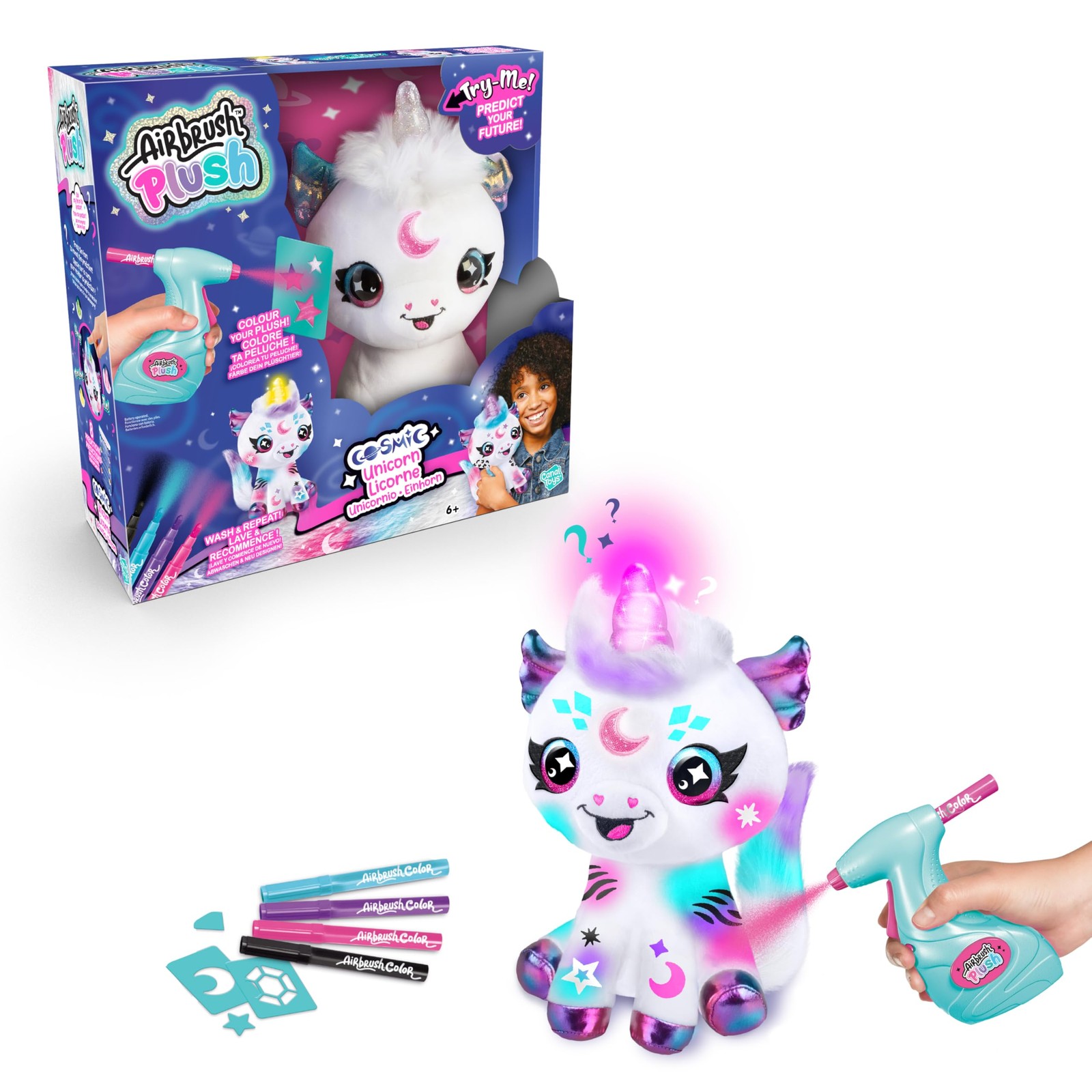 Airbrush Plush Customisable cosmic unicorn plush - decorate your own plush, wash