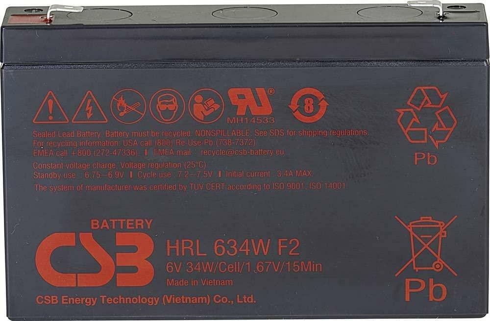 Batteria al piombo CSB Battery HRL 634W AGM 6V 8,4 Ah B-WARE
