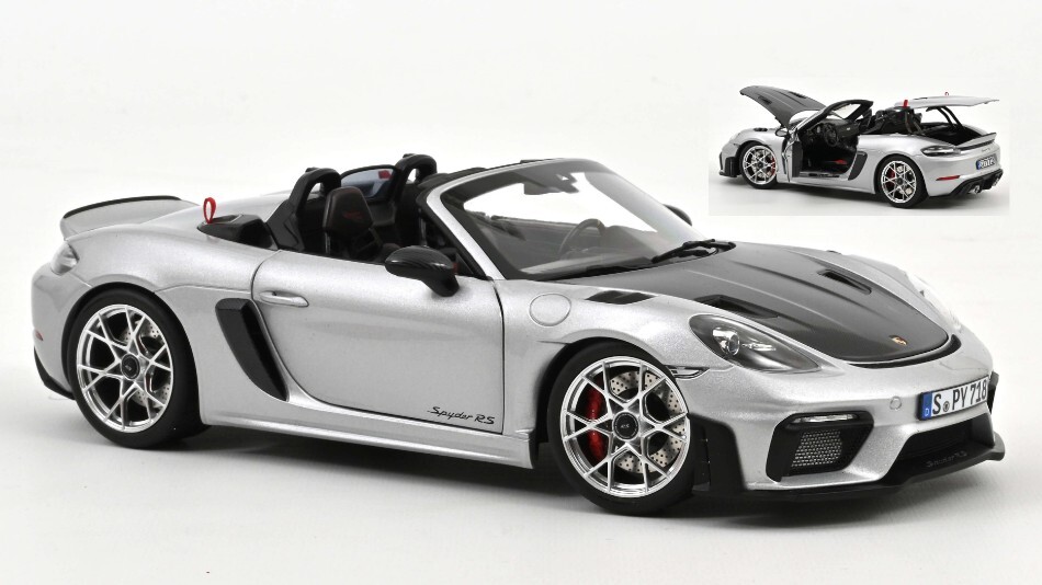 Norev PORSCHE 718 SPYDER RS W/WEISSACH PACK 2023 GT MET.SILVER 1:18