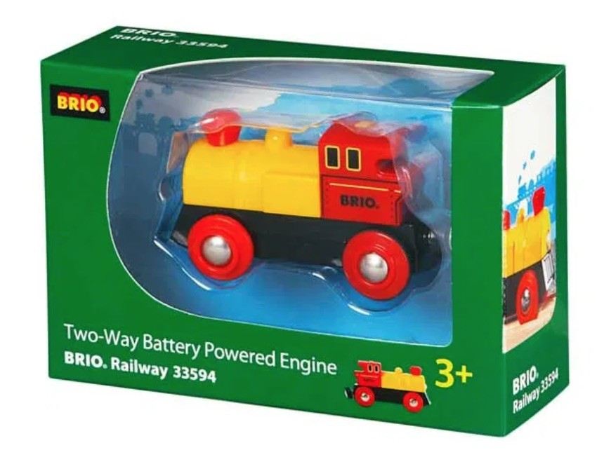 LOCOMOTIVA a batteria GIALLA E ROSSA two way battery powered engine 33594 BRIO w