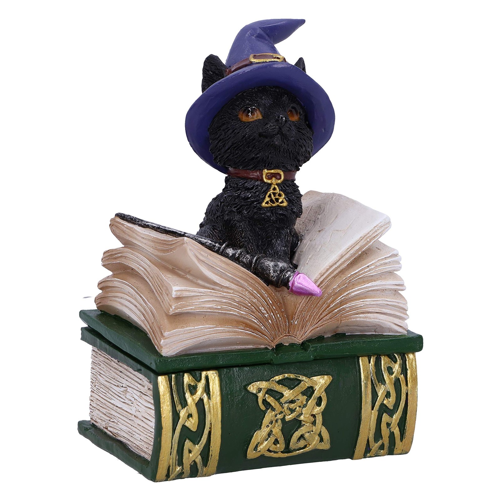 Nemesis Now Binx Small Witches Familiar Black Cat and Spellbook Figurine Box, Gr