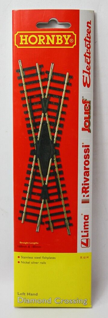 HORNBY R614 RIVAROSSI LIMA INCROCIO 168 e 180 mm per BINARI SCALA HO