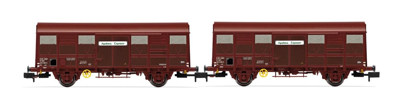 SNCF "Aquitaine Express", confezione da 2 unità di vagoni coperti a 2 assi tipo