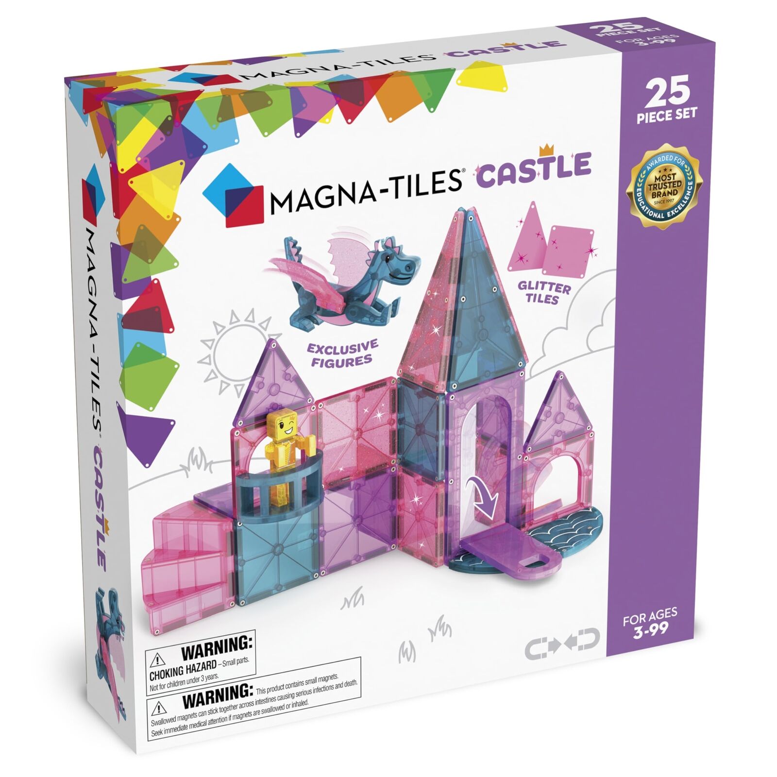 MAGNA-TILES Castle 25-teiliges Magnetbauset - Die originale Magnetbaumarke