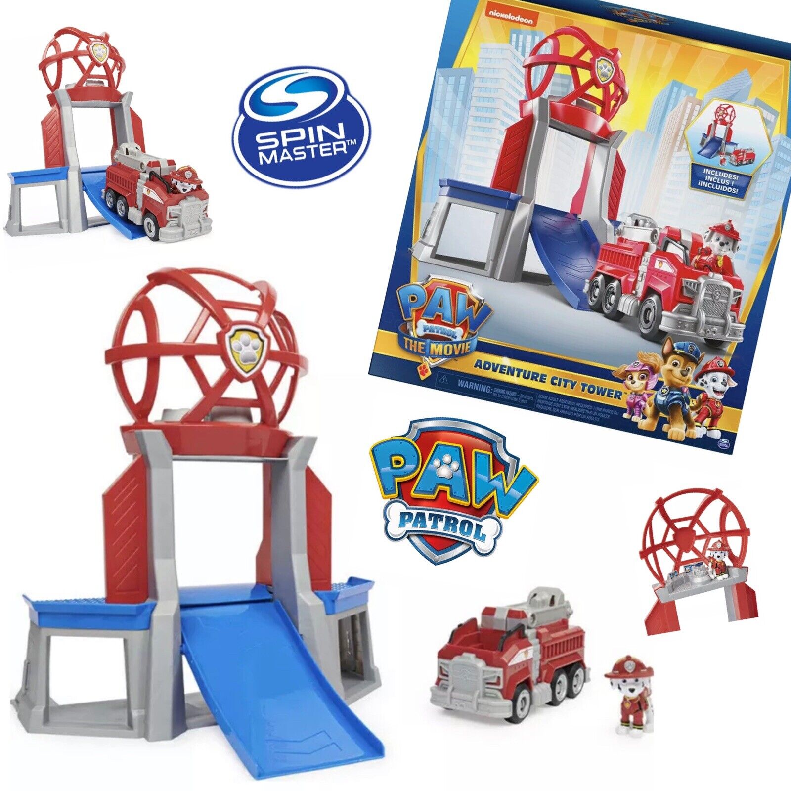 Paw Patrol The Movie Adventure City Tower con Veicolo Camion Pompieri Marshall
