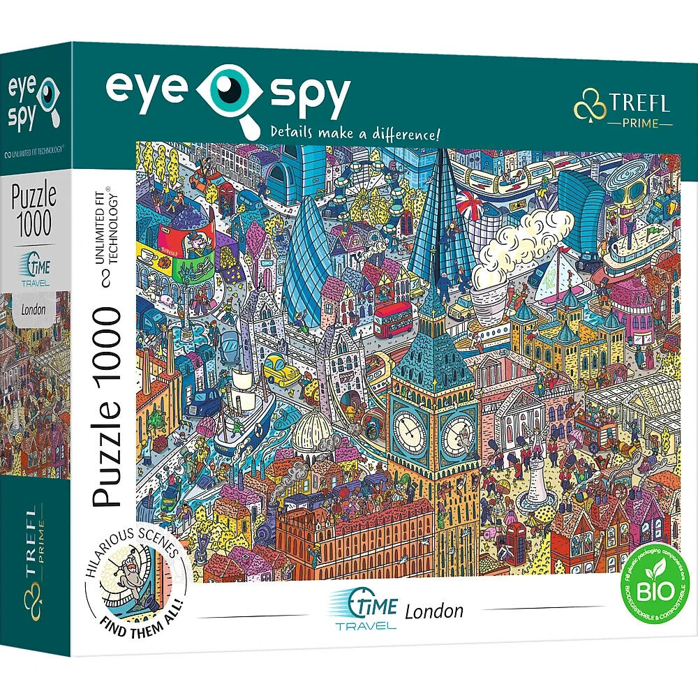 Puzzle 1000 Pezzi Londra Città Fumetto Stile Tempo Viaggio Trovare Loro All