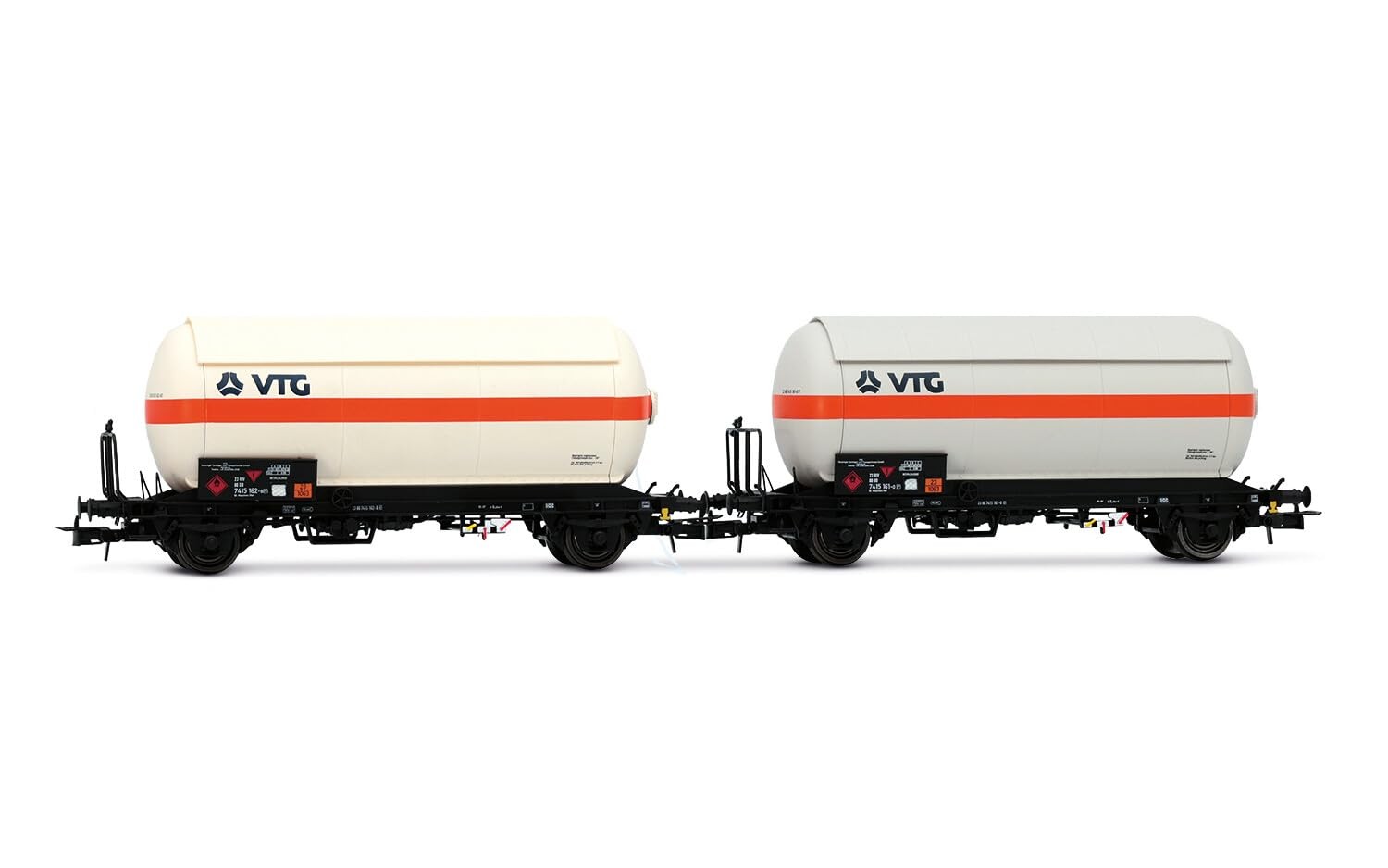 Rivarossi HR6619 DB, 2-teiliges Set 2-Achs-Gastankwagen mit Sonnendach, "VTG", e