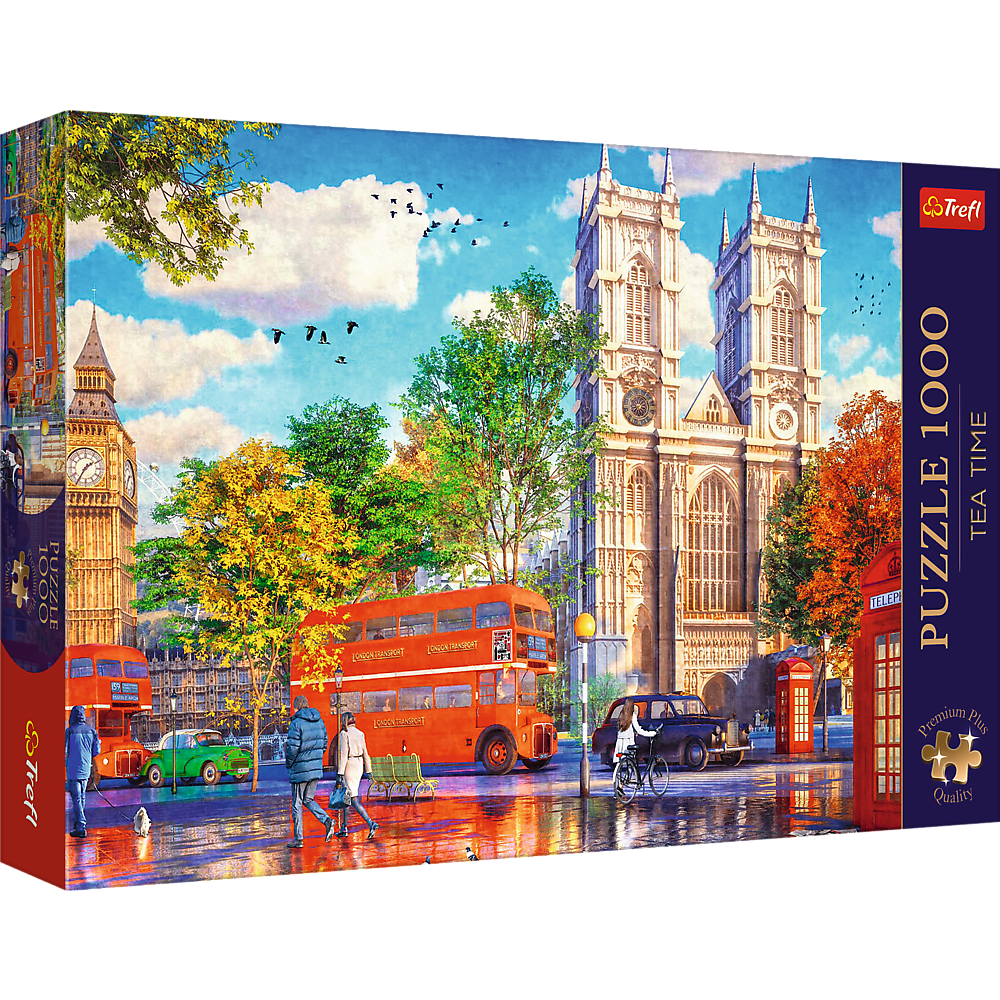 Puzzle 1000 Pezzi Vista Of London Big Ben Bus Rosso Westminster Abbey