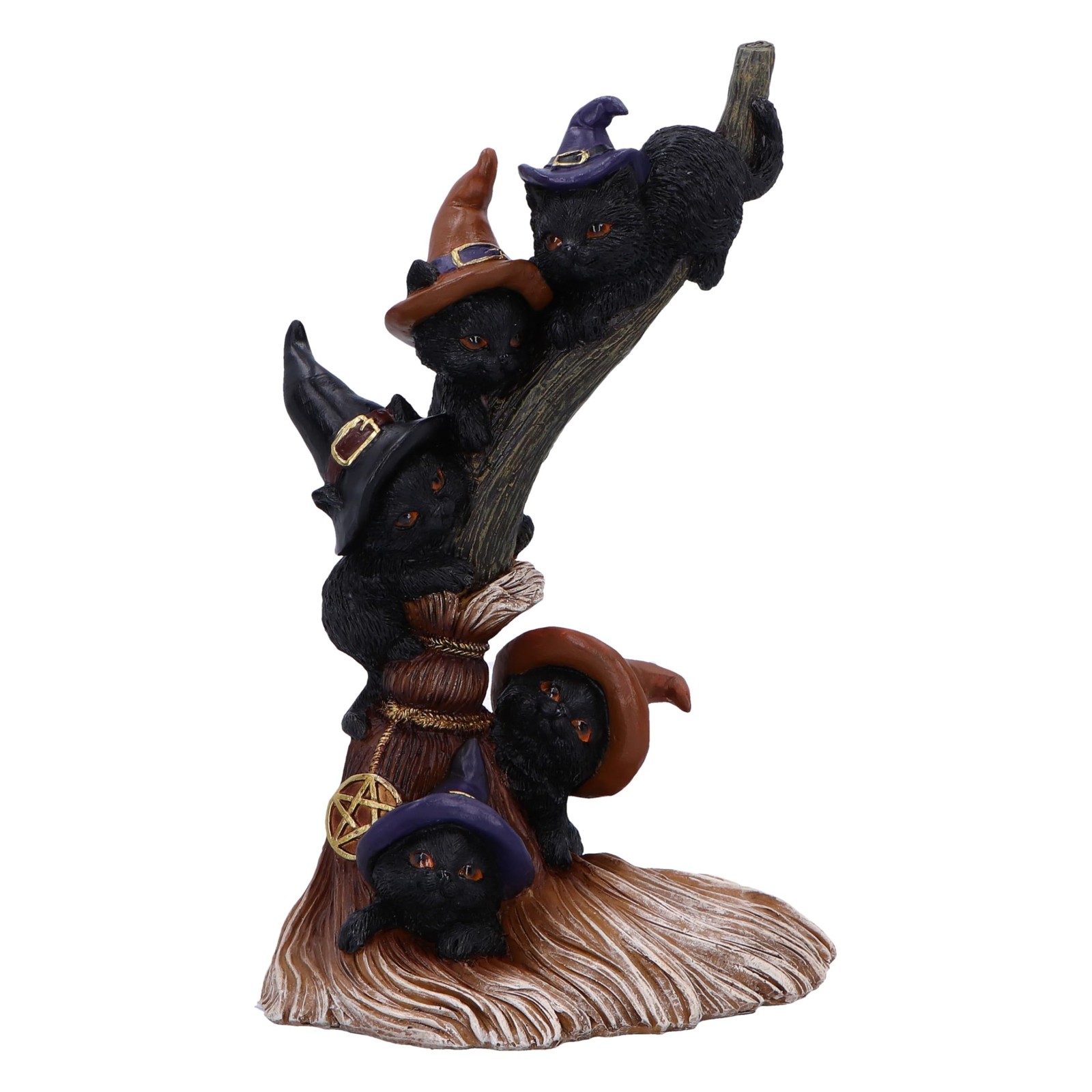 Nemesis Now Broomstick Kindle Cats & Brooms 21cm, Resin, Cast in the Finest Resi