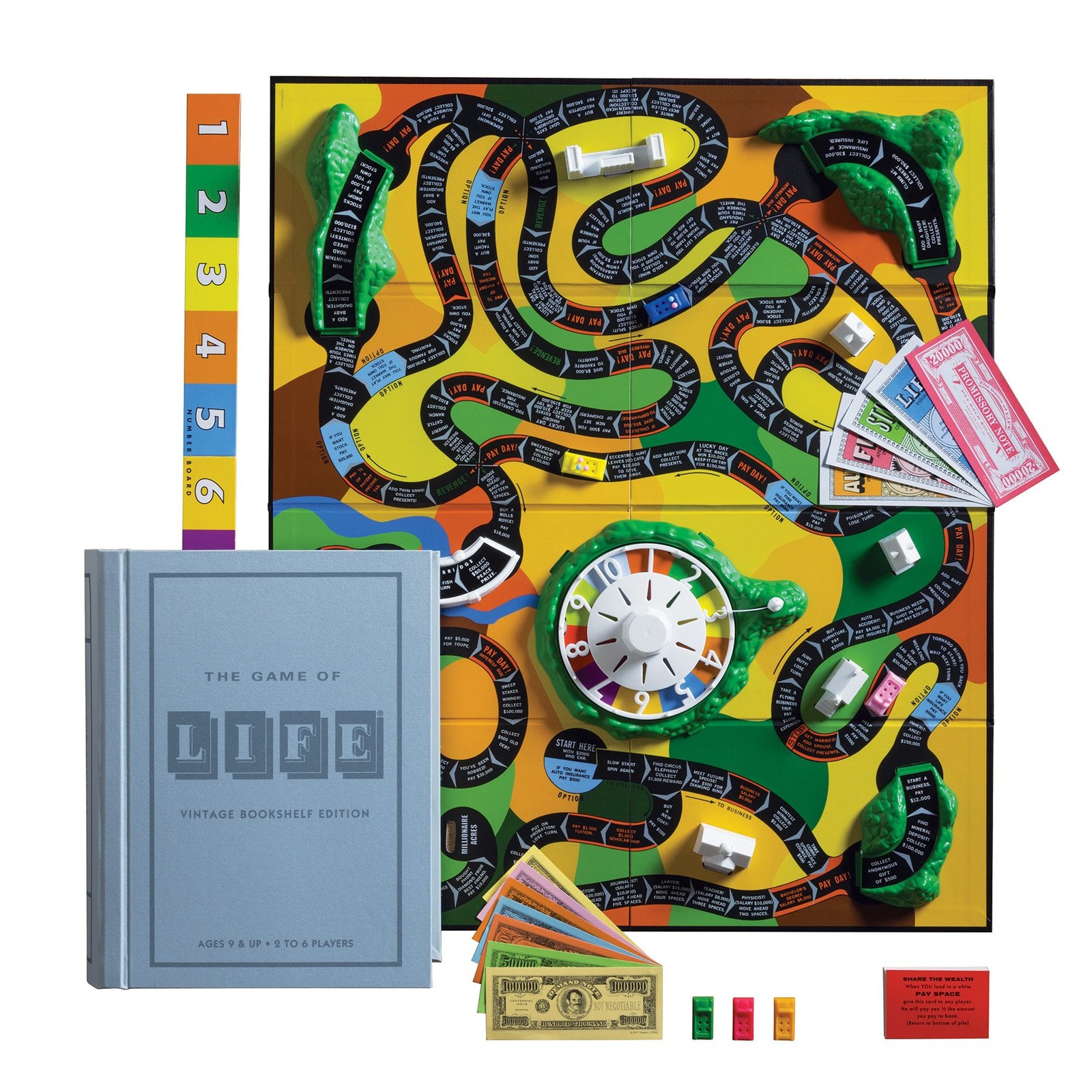The Game Of Life Vintage Bookshelf Edition Board Game, 2 to 6 Players, Ages 9 an