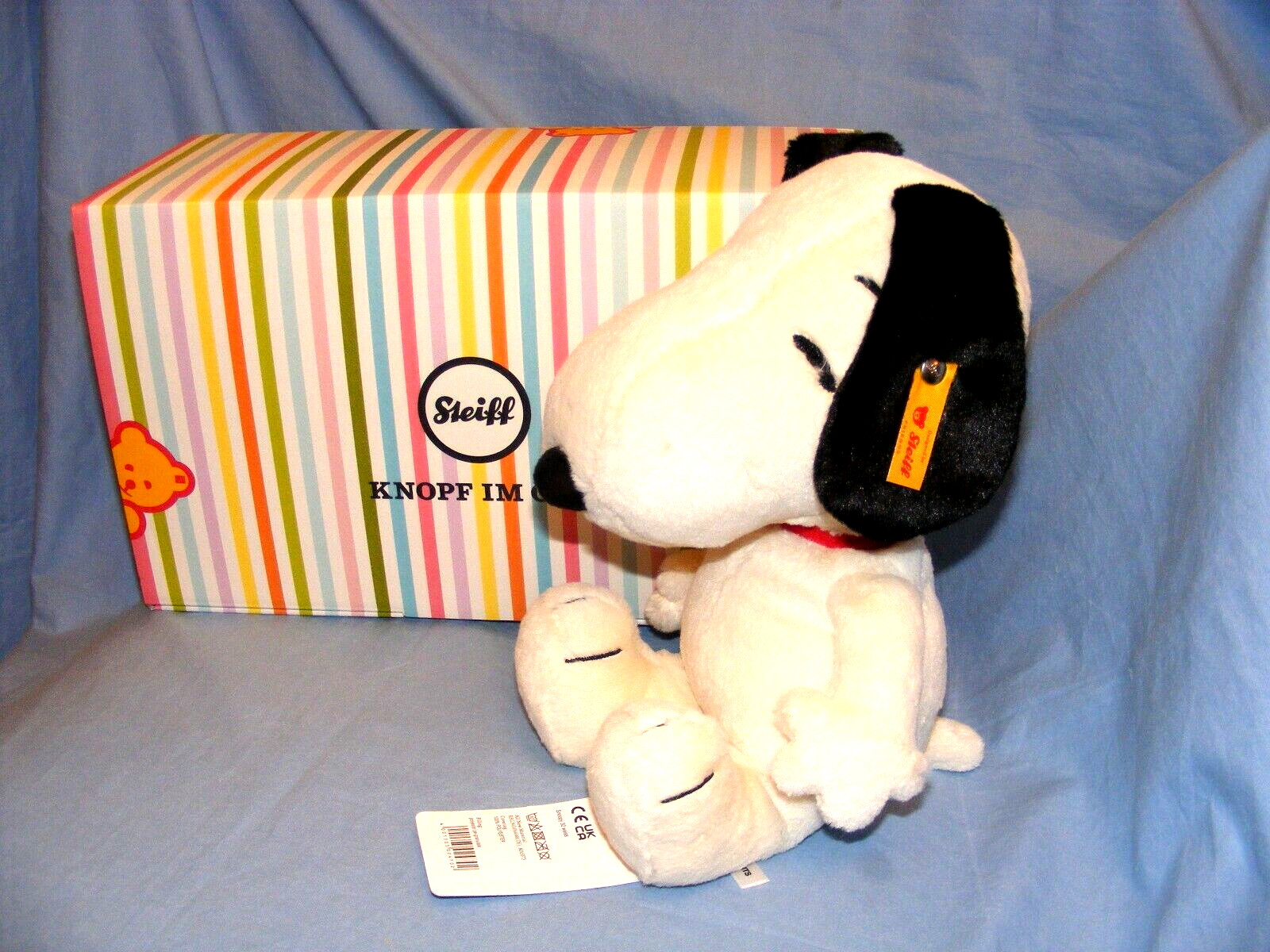 Steiff Snoopy 024702 Nuovo IN Azione Beagle Cane Con Steiff Confezione Regalo