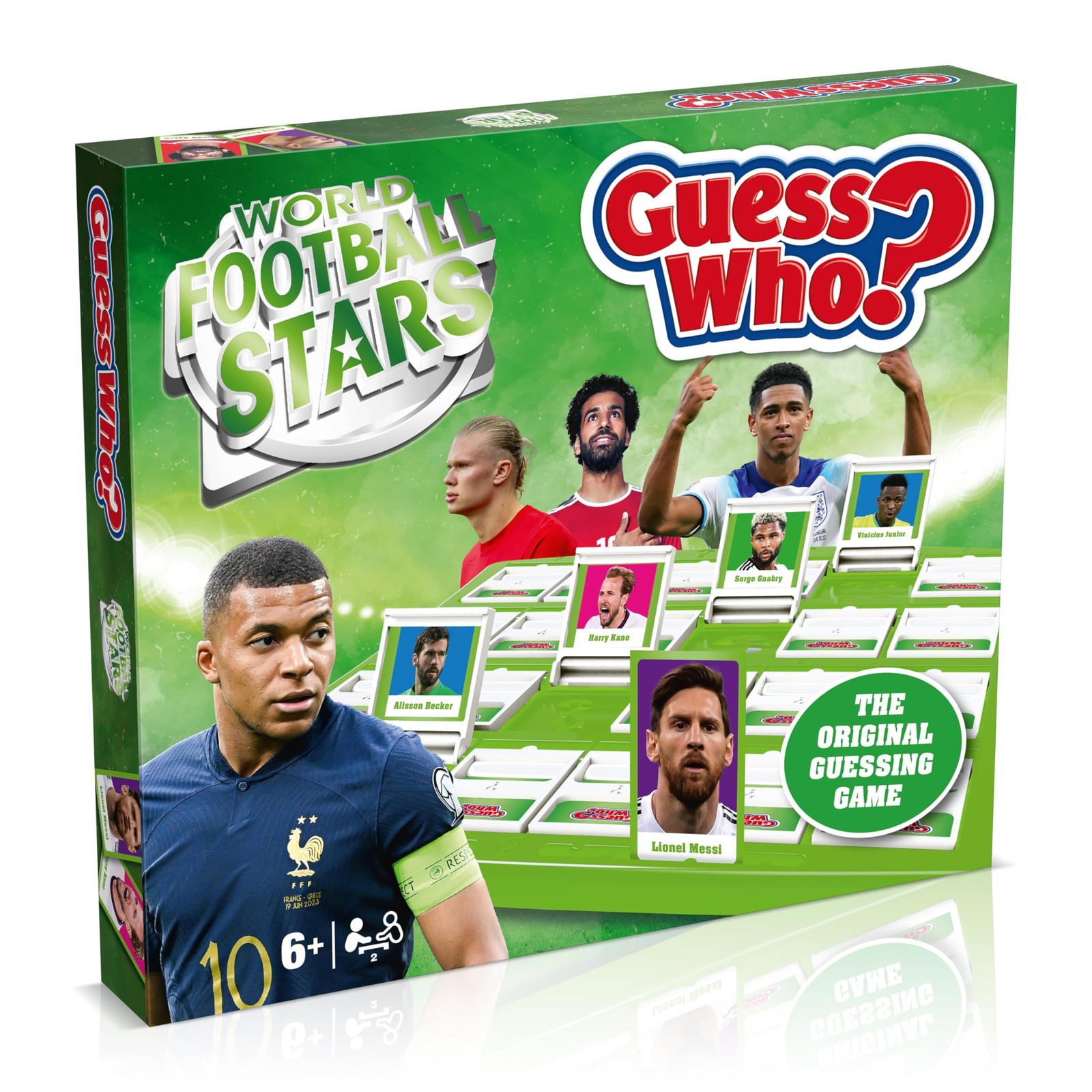 Winning Moves World Football Stars Guess Who? Board Game Green, Play with Messi,