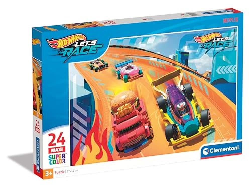Clementoni- Hot Wheels Supercolor Wheels-24 Pezzi Bambini 3 Anni, Puzzle Cartoni