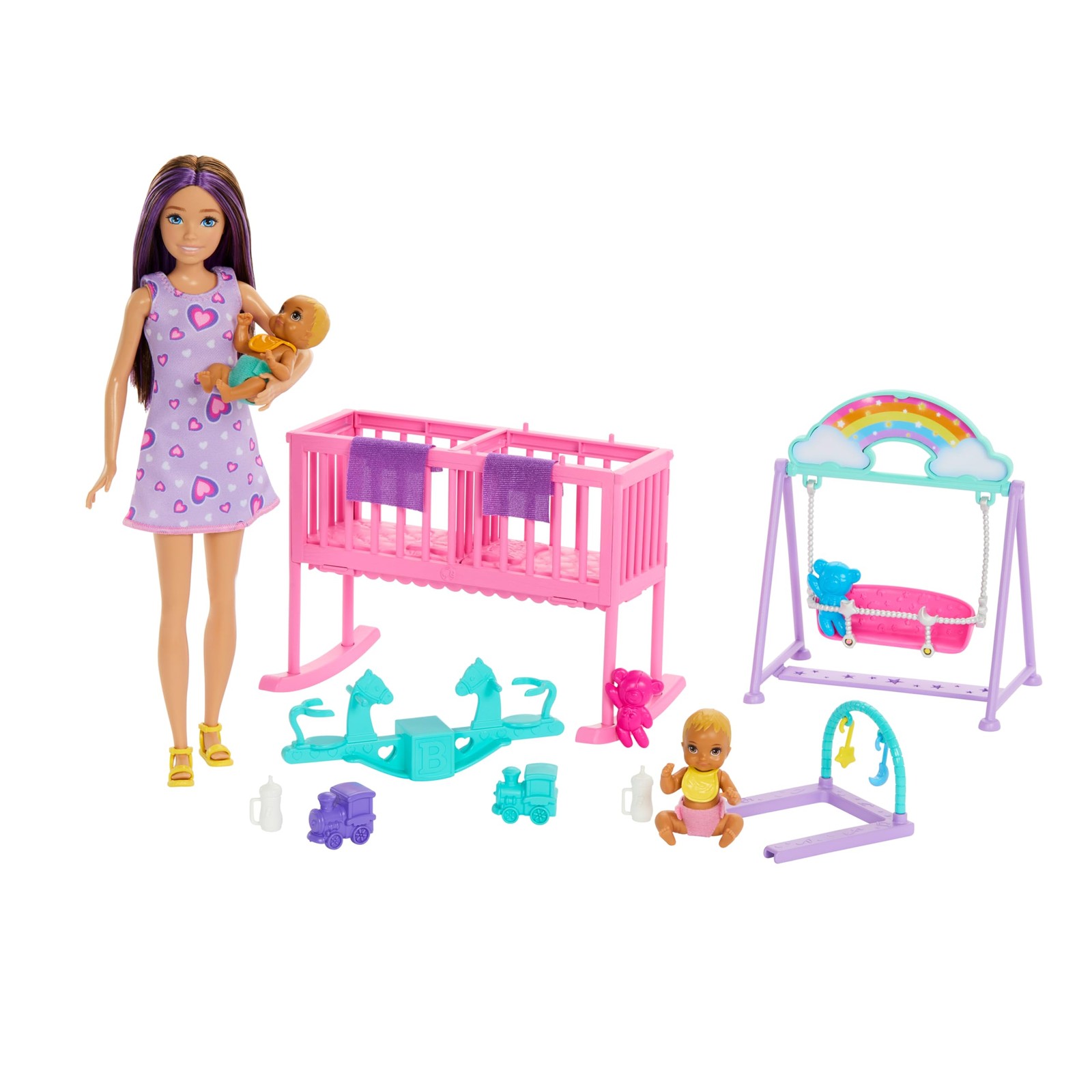 Barbie - Skipper Playset Cameretta, set con bambola Skipper e due gemelline, tan