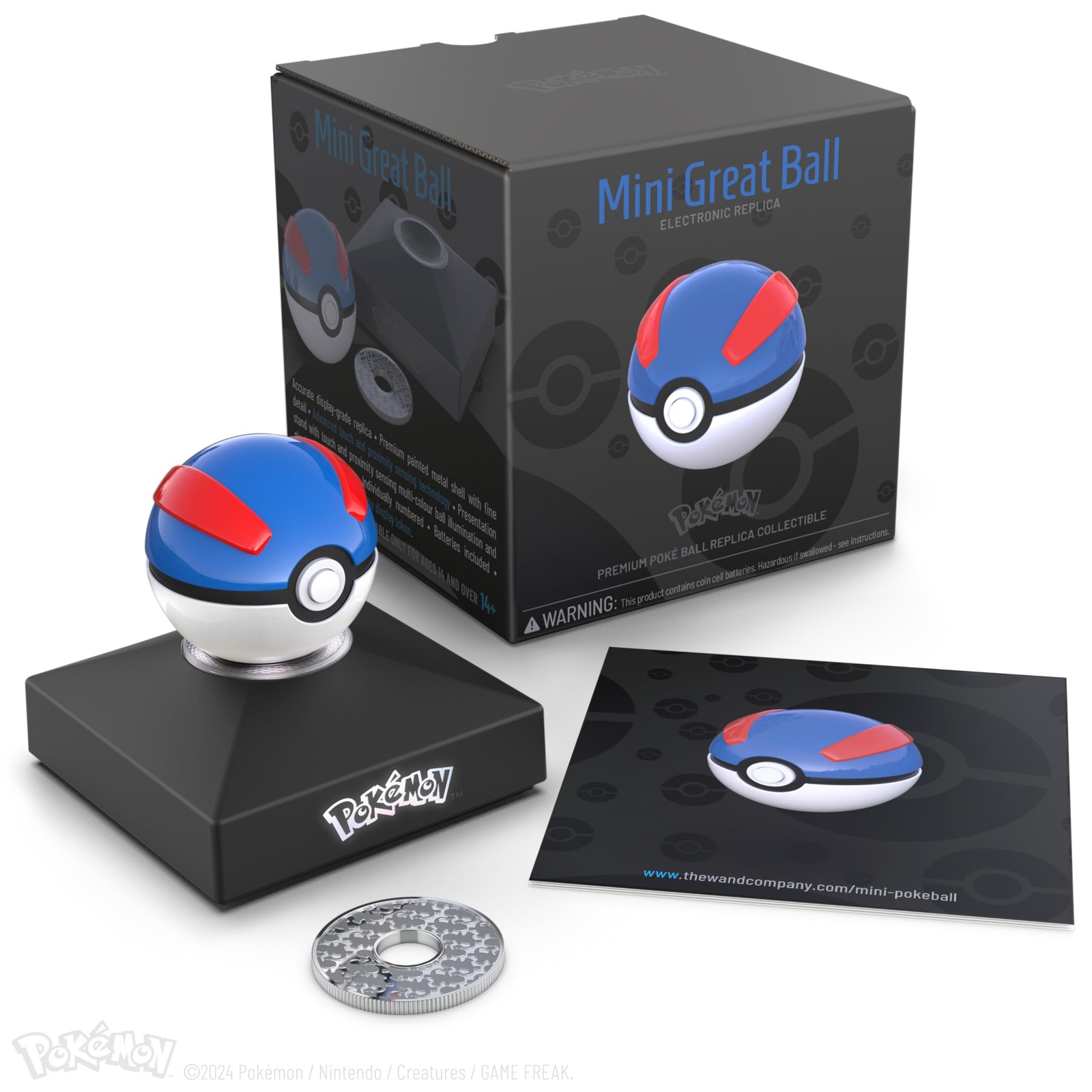 The Wand Company Pokémon Trainer Mini Poké Ball – Realistic, Electronic, Die-Cas