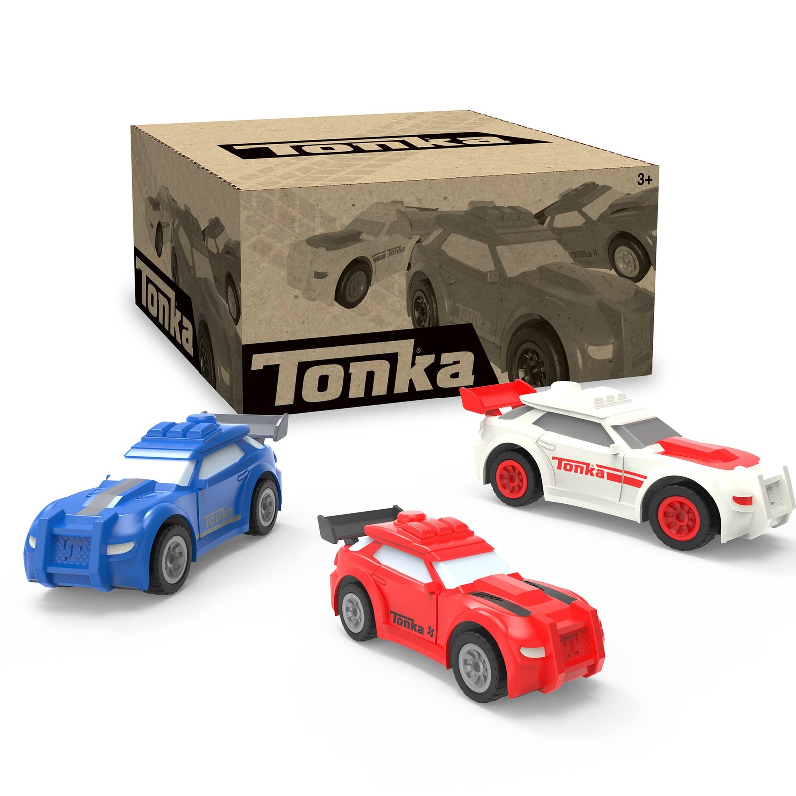 Tonka   Racecar 3 Pack  Amazon Exclusive, Race Car Toys for Transporter Car Carr