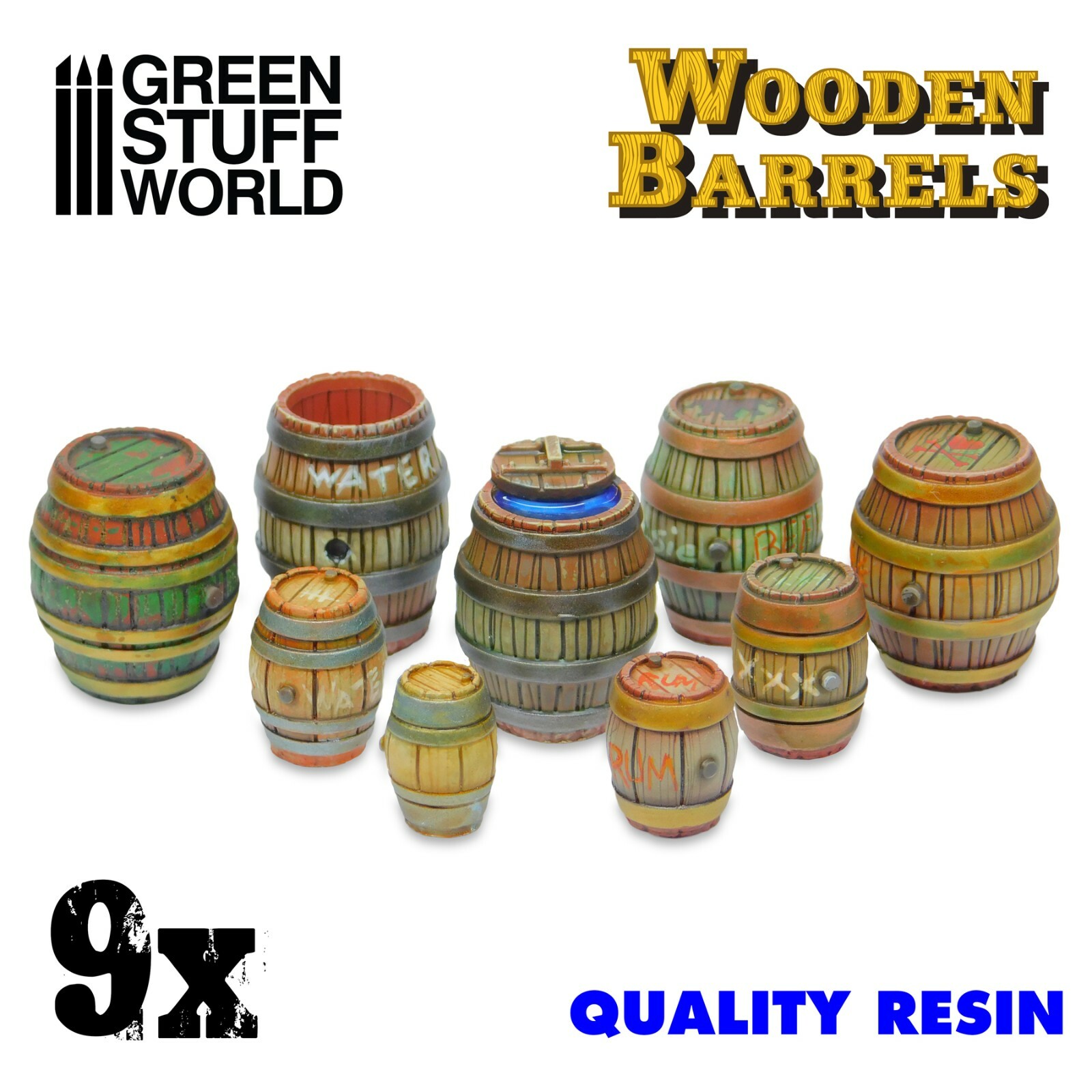 9x botti di legno in resina - Resina Miniature Infinity battaglia