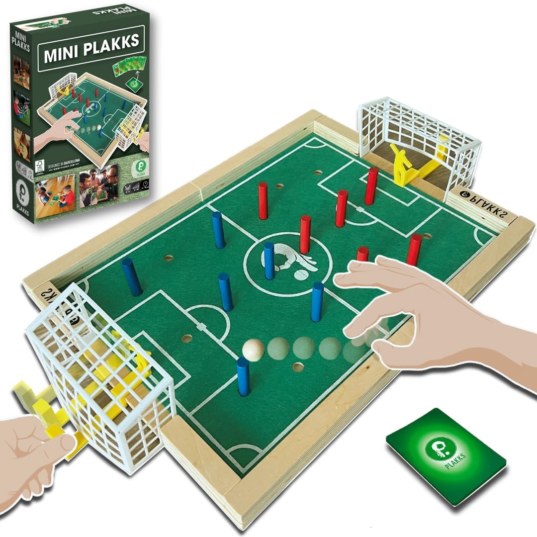 Mini PLAKKS   Soccer Game for Kids   Wooden Foosball for Quick Games and Unique