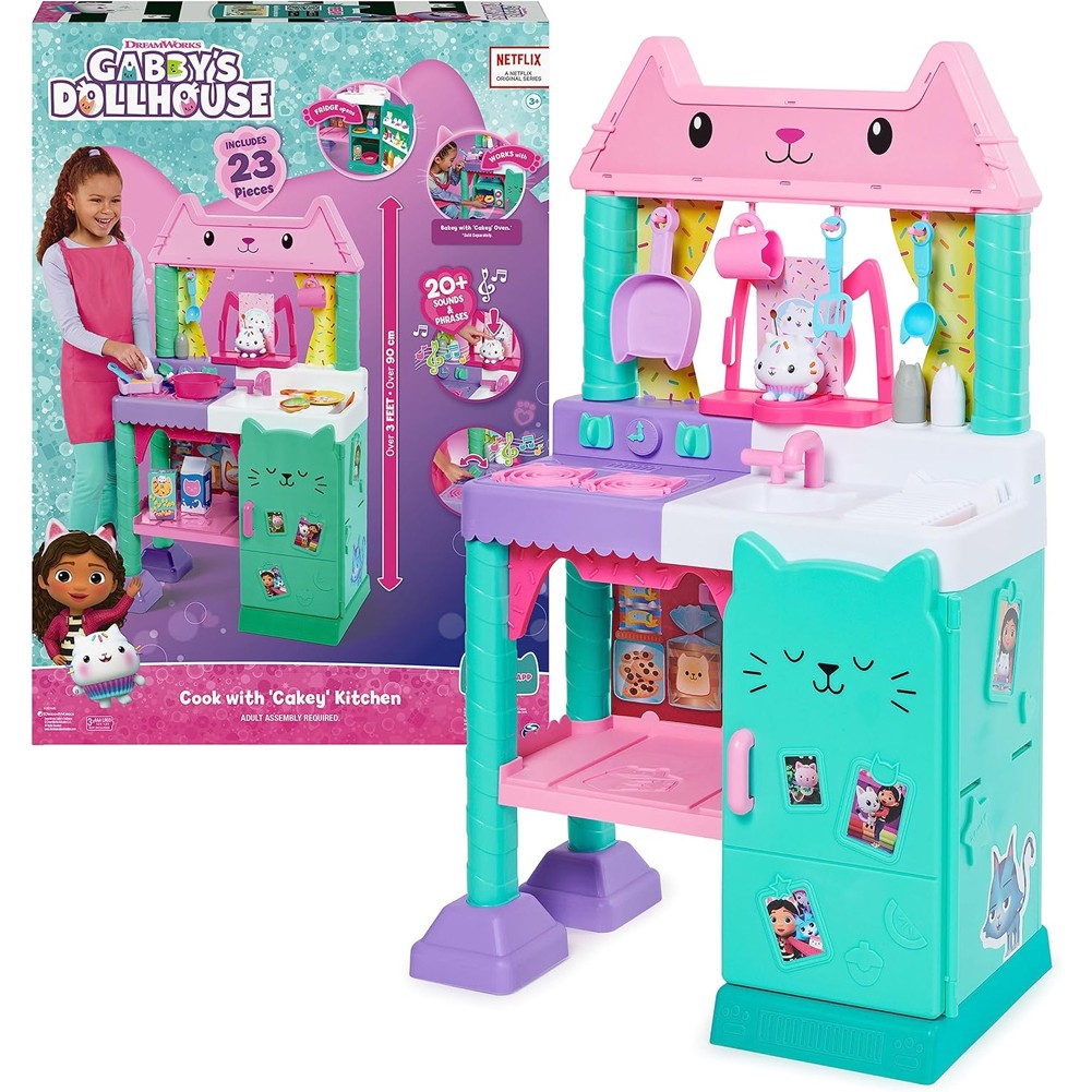 Gabby's Dollhouse-Gabby’s Dollhouse Set Cakey con Accessori Cucina Cibo e Suoni
