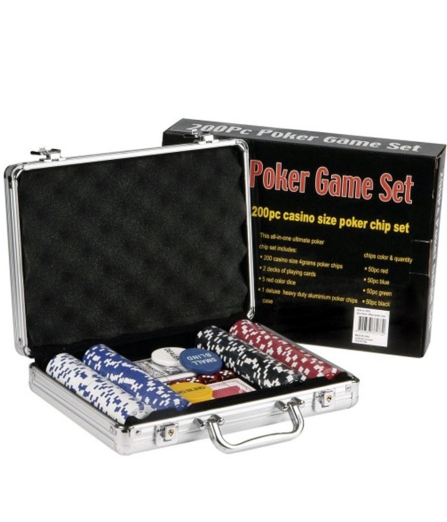 Set Kit 200 Poker Fiches Chips Valigetta Carte Gioco Tavolo Texas Holdem Dealer