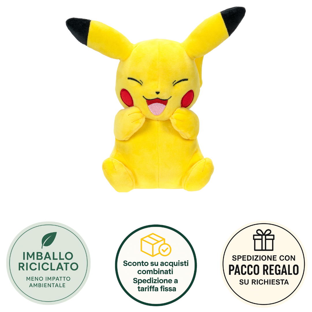 Peluche Pokémon Pikachu Originale 20 cm Jazwares Plush Ufficiale con Etichetta