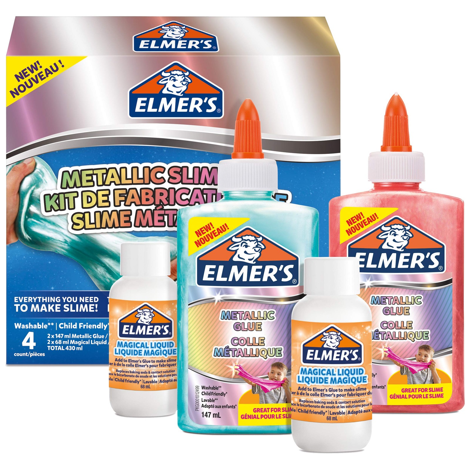 Elmer’s Metallic Slime Kit   Slime Supplies Include Metallic PVA Glue & Magical