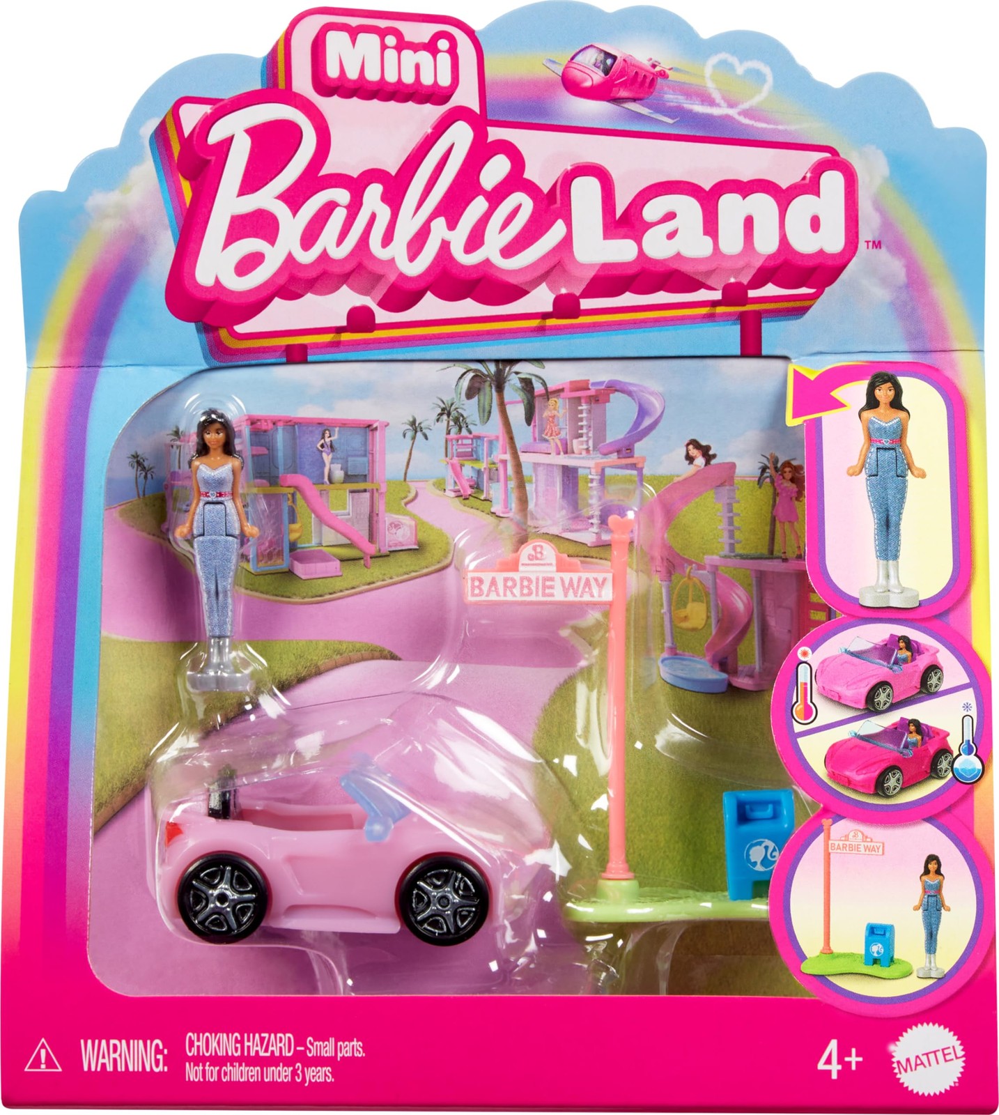 Barbie Mini BarbieLand Doll & Toy Vehicle Set, 1.5-inch Barbie Doll & Convertibl