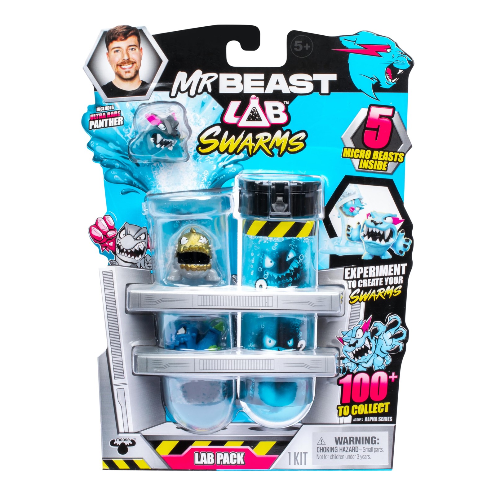 MrBeast Lab Swarms Lab Pack, esperimento aggiungendo acqua, agitando la provetta